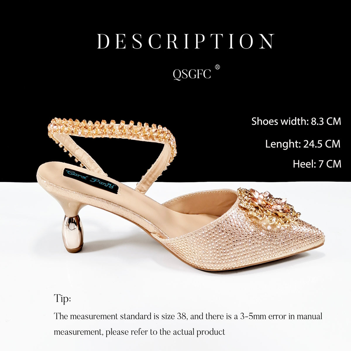 Sexy Women's Shoes And Bags Suit Drill Buckle Flower Decorative Ankle Drill Chain With Hard Clutch