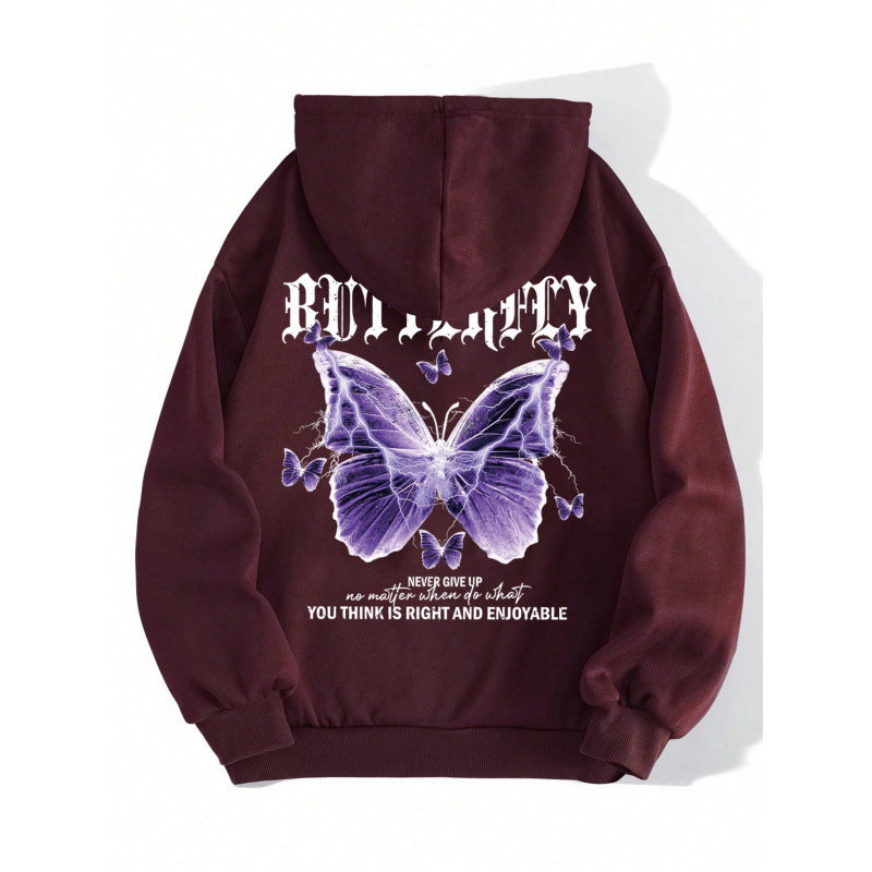 Purple Butterfly Sports Hooded Top Women's Sweater