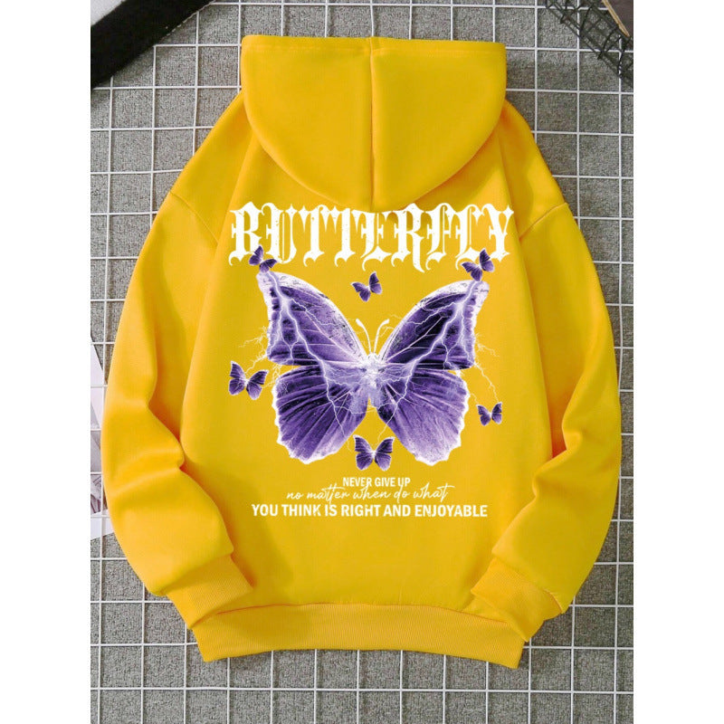 Purple Butterfly Sports Hooded Top Women's Sweater