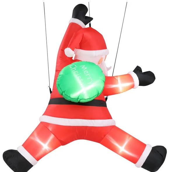 4.9 FT Lighted Christmas Inflatable Decoration, Inflatable Hanging Santa Claus With Gift Bag, Funny Blow Up Yard Decorations With Built-in LED Lights For Holiday Party Front Yard Lawn Garden Decor